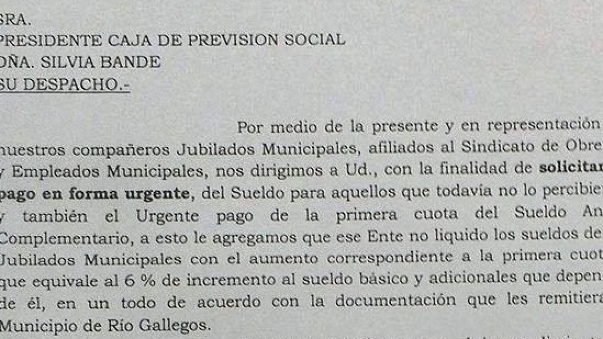 SOEM reclama a la Caja de Previsión abone el aumento a los jubilados municipales
